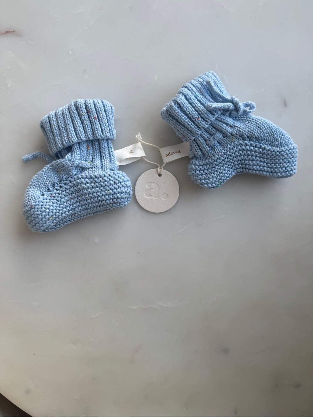 Light Blue Knit Baby Booties